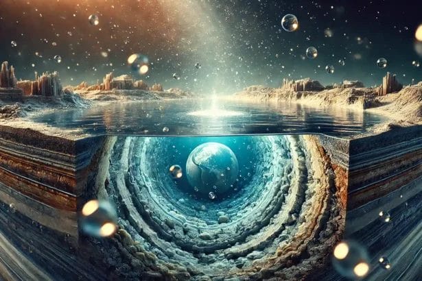 Cross-Section Showing Earth'S Inner Layers And Underground Ocean.