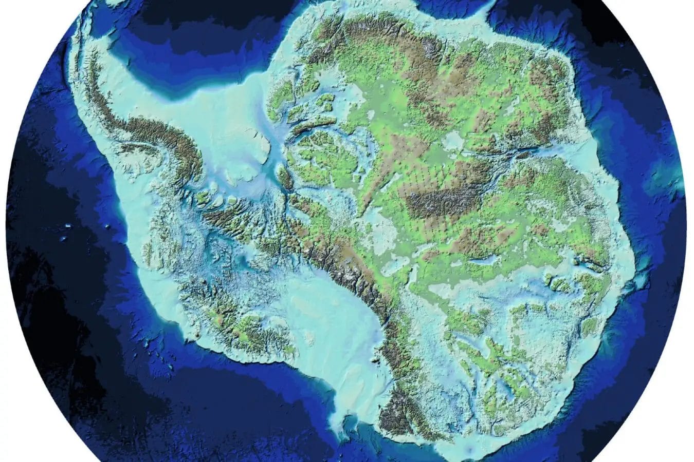 Visualization Of Antarctica'S Topography From Bedmap3 Data Release.